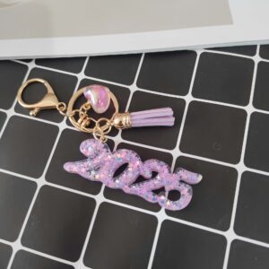 Purple star sequin key pendant / Love key pendant