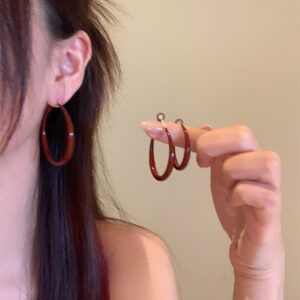 A1929 red 4cm-anchor red earrings