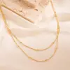 Wholesale 304 Stainless Steel Flower PVD Coated 18K Real Gold Plated Vintage Style Waterproof Non Tarnish Plating Inlay Box Chain Lobster Trigger Clasp Closure Gold Necklace