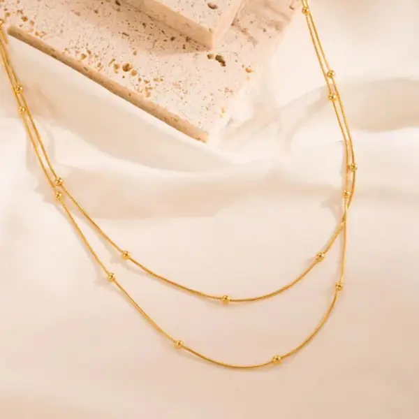 Wholesale 304 Stainless Steel Flower PVD Coated 18K Real Gold Plated Vintage Style Waterproof Non Tarnish Plating Inlay Box Chain Lobster Trigger Clasp Closure Gold Necklace