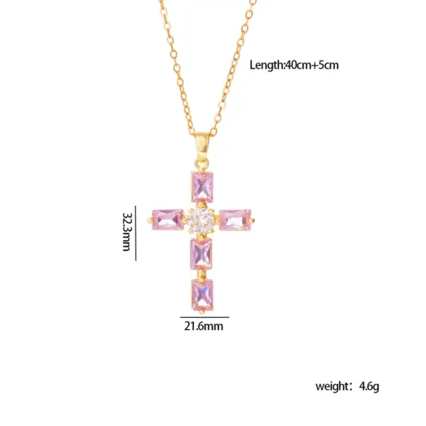 Wholesale Jewelry Glam Cross 304 Stainless Steel Copper Pendant Necklace Cable Chain
