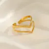 Wholesale PVD Coated 18K Gold Plated Letter 304 Stainless Steel Basic Waterproof Non Tarnish Open Rings