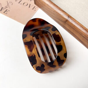 Oval hairpin-yellow leopard print / Ps+silica gel