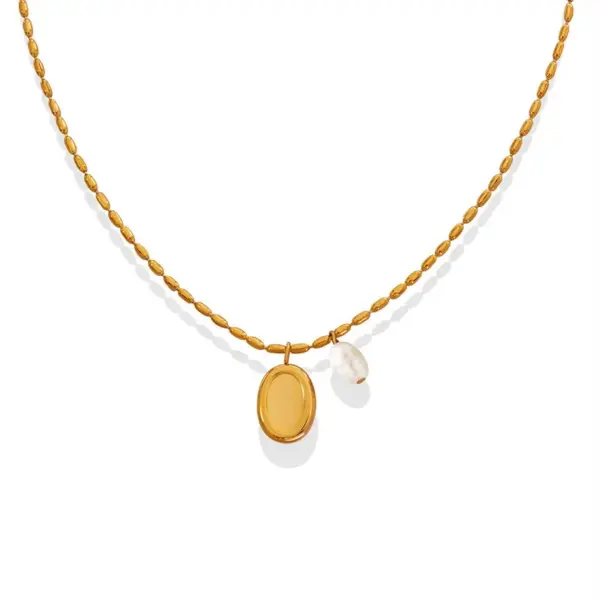 Wholesale PVD Coated Real Gold Plated Geometric Titanium Steel Elegant Simple Style Waterproof Non Tarnish Titanium Steel Pendant Necklace
