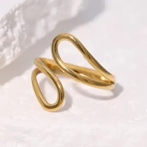 Wholesale Trendy Stainless Steel Titanium Steel Open Ring For Women Simple Geometric Lines Fashionable Versatile Minimalist Style Ring