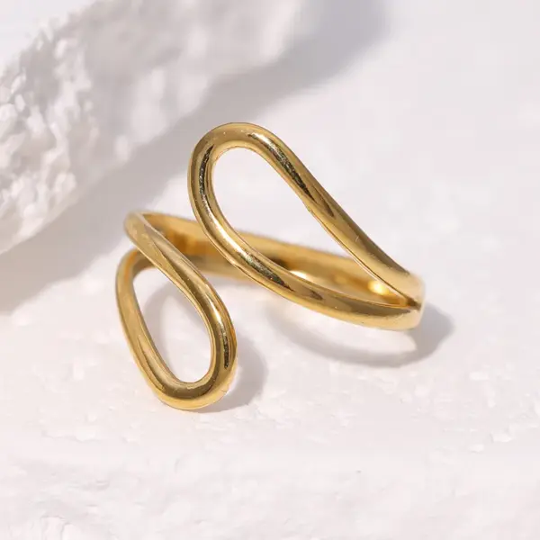 Wholesale Trendy Stainless Steel Titanium Steel Open Ring For Women Simple Geometric Lines Fashionable Versatile Minimalist Style Ring