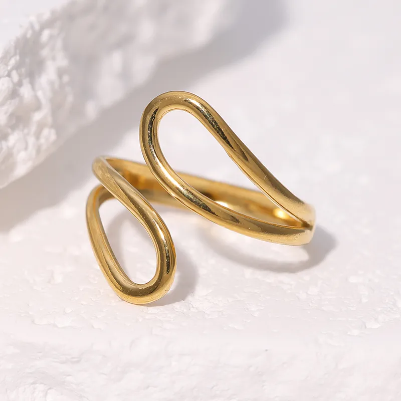 Wholesale Trendy Stainless Steel Titanium Steel Open Ring For Women Simple Geometric Lines Fashionable Versatile Minimalist Style Ring