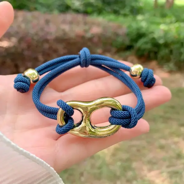 Wholesale Geometric Weave Copper Bracelet For Women With 18K Gold Plated PVD Coated Finish And Cord In Chain Design