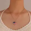 Wholesale Modern Style American Flag Alloy Inlay Rhinestones Independence Day Women's Pendant Necklace