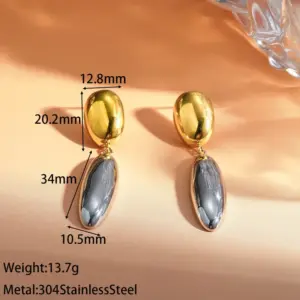 Long Gold Oval Earrings