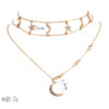 oly-a5fb8f96b823fb51ecdafe7ef7b8e048 Wholesale popular personalized diamond five-pointed star moon combination multi-layer female necklace Star Crescent Diamond clavicle chain