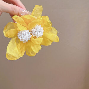 Pearl yellow flower earrings