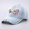 Wholesale Denim Baseball Cap Women Fashion Color Diamond Love Love Butterfly Curved Cornice Cap in stock
