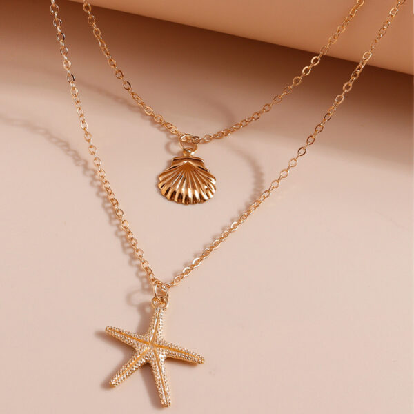 oly-a60977f108c60e004f8747ceeb45e542 Wholesale Jewelry Simple Beach Shell Starfish Five-Pointed Star Double-Layer Necklace Necklace for Women Shein Style