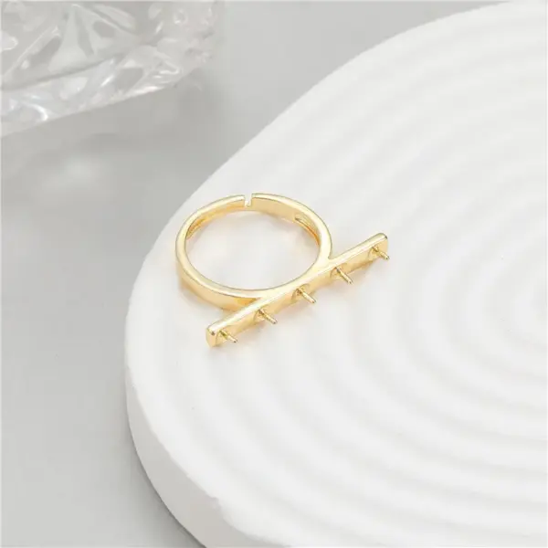 Wholesale Unisex Round Open Rings Featuring Waterproof Non Tarnish Copper With 14K Real Gold Plated Electroplated Finish And Zircon Inlay