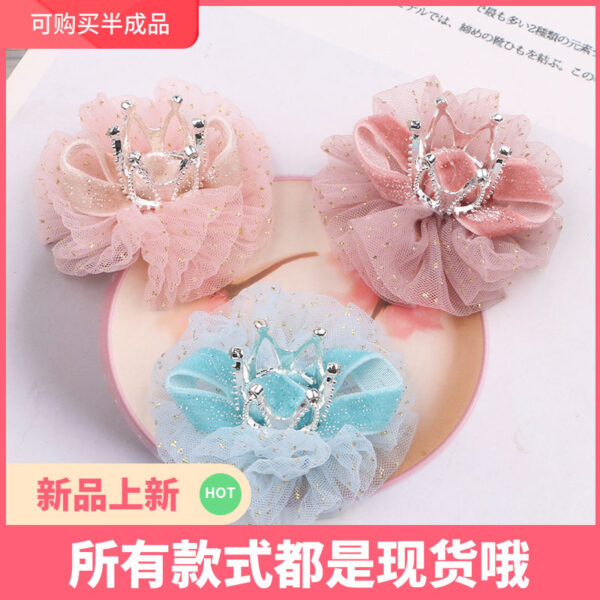 Wholesale Children's hair clip headdress wholesale cute girl princess mesh flower clip stereo Crown hairpin girl hair accessories
