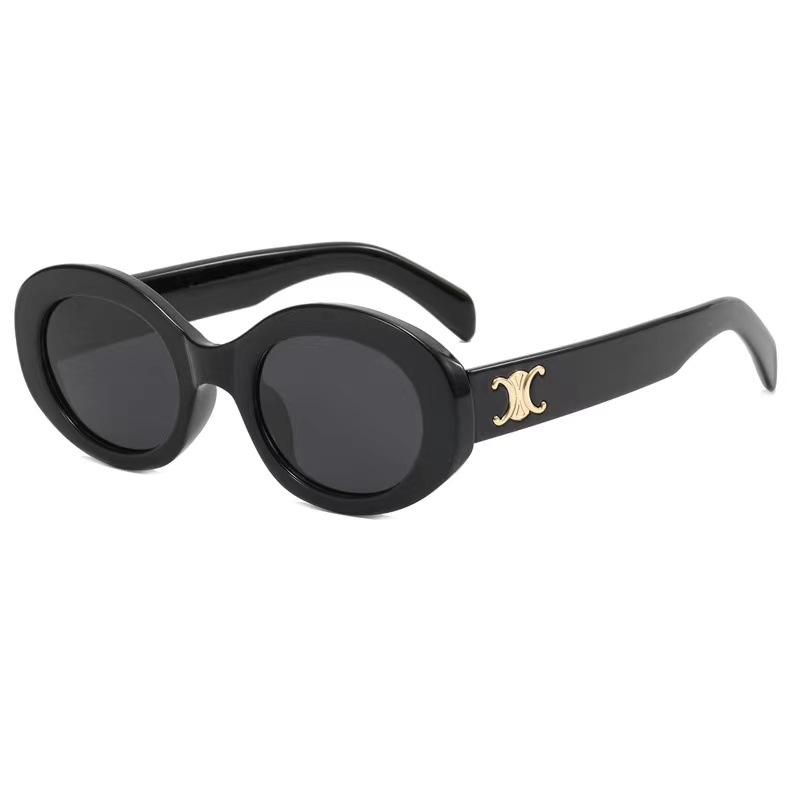 Wholesale 2023 new oval white frame sunglasses European and American concave style sunglasses female cat eye sun protection high-grade