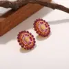 Wholesale Hypoallergenic Flowers Stud Earrings For Women In Copper With KC Golden Plated UV Plating And 0.03µm Thickness