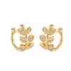 Wholesale 1 Pair Ig Style French Style Simple Style Leaves Twist Plating Inlay Copper Zircon 18k Gold Plated Ear Cuffs