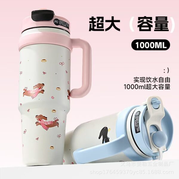 Wholesale High-Looking 316 Thermos Cup, Large-Capacity Ice Cup, Straw Cup, Car Cup, Home Office Handle, Cold Water Cup