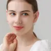 Wholesale Moon Stud Earrings For Women With 925 Sterling Silver Posts, Copper Base, 14K Gold Plated Finish, Zircon Inlay