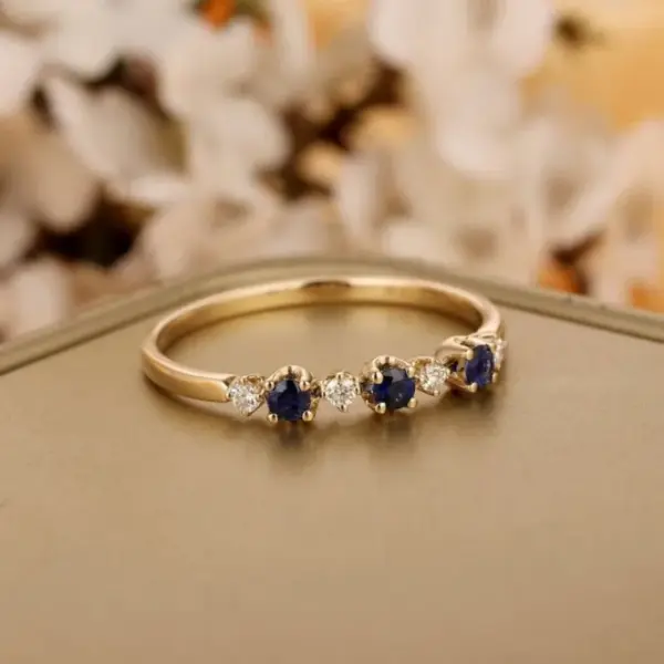 Wholesale Gradient Color Blue White Zircon Ring For Women Fashionable Personality Creative Index Finger Ring Light Luxury European Style