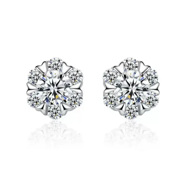 Wholesale Fashionable S925 Silver Plated Snowflake Earrings Elegant Dance Of Snowflake Jewelry Women's Stylish Hoop Earrings With Diamond
