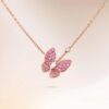 Wholesale Copper-plated natural white mother-of-pearl butterfly necklace, full diamond butterfly choker for women.