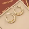 Wholesale PVD Coated 18K Gold Real Gold Plated Round Stainless Steel Modern Style Waterproof Non Tarnish Earrings