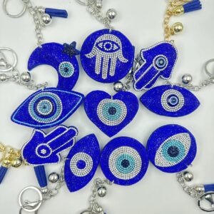 oly-a64ad570509d67910de2e93a83475ef9 Wholesale Rhinestone Eye Keychain Devil's Eye Tassel Bag Pendant Blue Farmati Evil Eye Pendant