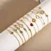 Wholesale PVD Coated 18K Gold Plated Round Heart Shape Flower 304 Stainless Steel Copper IG Style Korean Plating Bracelets