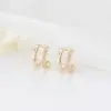 Wholesale Three-dimensional Geometric Earrings In Copper With 14K Real Gold Plating And Zircon Inlay, Featuring 925 Sterling Silver Studs