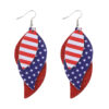 oly-a65943b5df444d05de905d84b6fe4ae7 Wholesale Independence Day Red Blue White Stars Striped Sequin Triple Blade Pendant Leather PU Double Sided Earrings