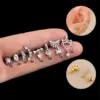 Wholesale 1 Piece 316L Stainless Steel Copper Zircon Ear Cartilage Rings & Studs Spider Spider Web Waterproof Non Tarnish Surgical Steel