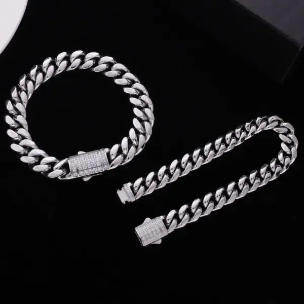 Wholesale Hip Hop Style Cuban Link Bracelet Full Drill 18K Gold Plated Stainless Steel Personalized Fashion Jewelry For Men And Women