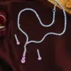 Wholesale Round Waterproof Non Tarnish Jewelry Set For Women In Copper With Rhodium Plated Water Plating And Zircon Inlay Featuring Tennis Chain