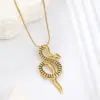 Wholesale Vacuum Plating Real Gold Plated Snake 304 Stainless Steel Elegant Simple Style Waterproof Non Tarnish Pendant Necklace