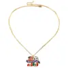 oly-a69d7a6e7516eafb97857aaf23961dd8 Wholesale Unisex Jewelry Set Featuring Mexican Flag Pattern With KC Golden Plated Alloy And Enamel On Cable Chain, 0.03µm Thickness