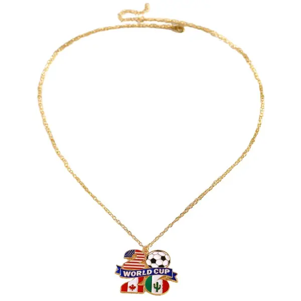 oly-a69d7a6e7516eafb97857aaf23961dd8 Wholesale Unisex Jewelry Set Featuring Mexican Flag Pattern With KC Golden Plated Alloy And Enamel On Cable Chain, 0.03µm Thickness