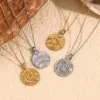 Wholesale Jewelry Retro Sun Moon 304 Stainless Steel Rhinestones 18K Gold Plated Plating Inlay Pendant Necklace Cable Chain