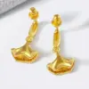 Wholesale 1 Pair IG Style Novelty Ginkgo Leaf Three-dimensional Inlay Copper Zircon Drop Earrings