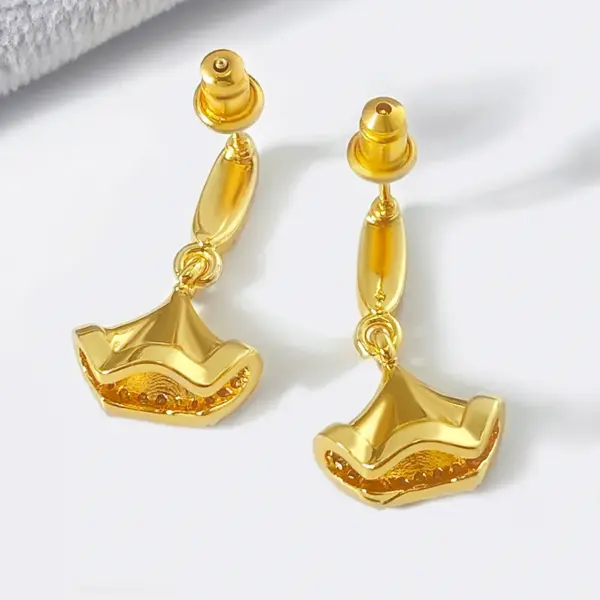 Wholesale 1 Pair IG Style Novelty Ginkgo Leaf Three-dimensional Inlay Copper Zircon Drop Earrings