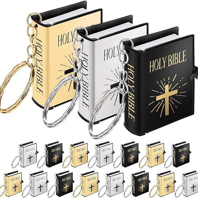 Wholesale English Foreign Trade E-Commerce Cross Pendant Jewelry Cross Mini Small Scripture Pendant Keychain
