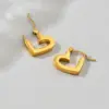 Wholesale 304 Stainless Steel Heart Shape Solid Color PVD Coated 18K Gold Plated Real Gold Plated 18K Gold Retro Classic Style Waterproof Non Tarnish Plating Gold Earrings