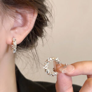 Wholesale 925 silver pin broken silver circle earrings women's cold style light luxury niche unique design high-grade earrings