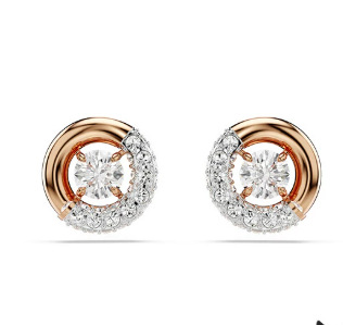 Rose gold half diamond earrings