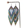 Wholesale Long Bohemian Tassel Geometric Gradient Rice Bead Earrings Women Handmade Glass Beads Dangle Earrings Floral Print Style
