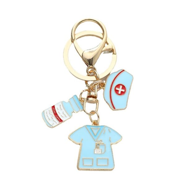 oly-a6dda6c52e7a0fcda924a4c5426cae8c Wholesale Nurses' Day Pink Metal Keychain Pendant Diy Alloy Oil Dropping Jewelry Accessories Bag Pendant Key Chain