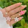 Wholesale Jewelry Simple Style Classic Style Cross Heart Shape Flower Copper Zircon 18K Gold Plated Inlay Ball Chain Multi Charms Necklace