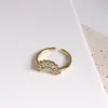 Wholesale Jewelry Elegant Cute Retro Sun Little Bear Moon Copper Zircon 18K Gold Plated Vacuum Plating Inlay Open Rings